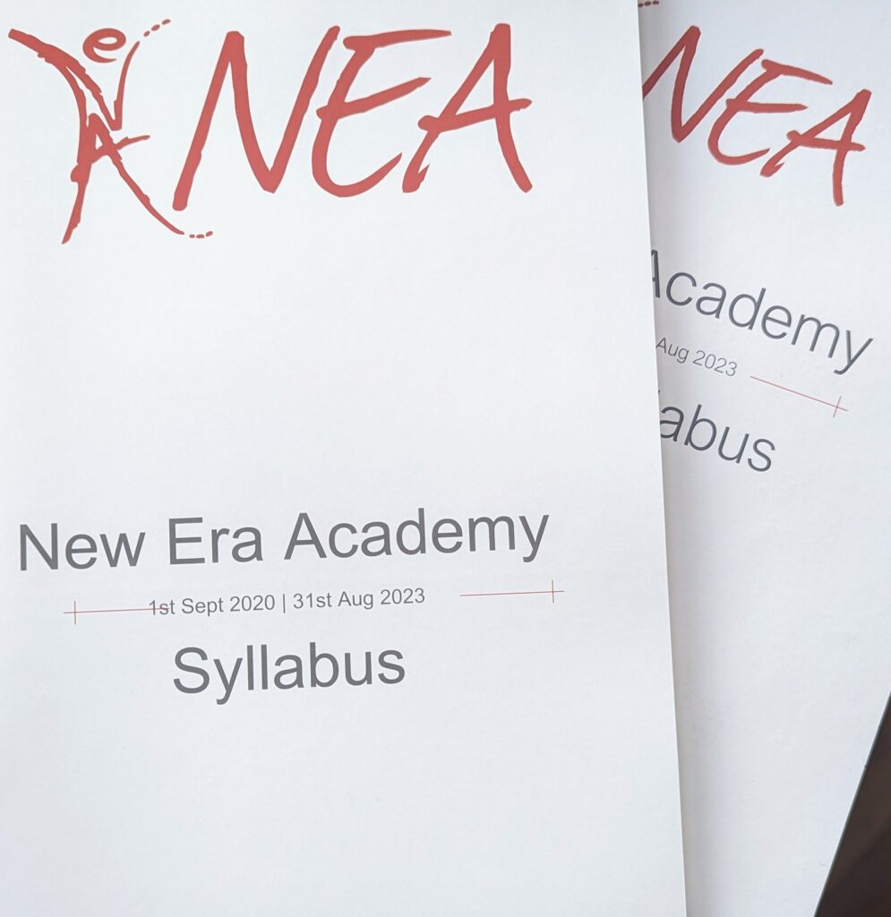 New Era Academy's full Syllabus document for 2020-2023, used by solo, duologue and group performers to prepare for NEA regulated exams.